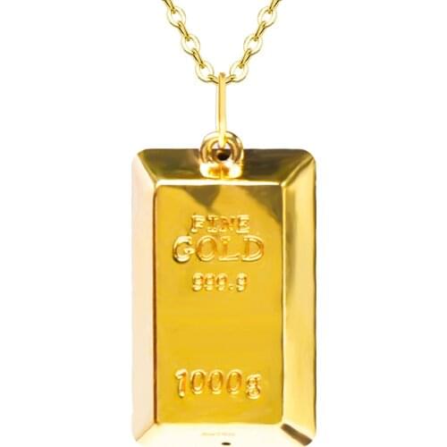 XF800 Real 18K Gold Pendant Necklace Pure AU750 Square Pendant 18K Gold Chain for Women Fine Jewelry Gift D584