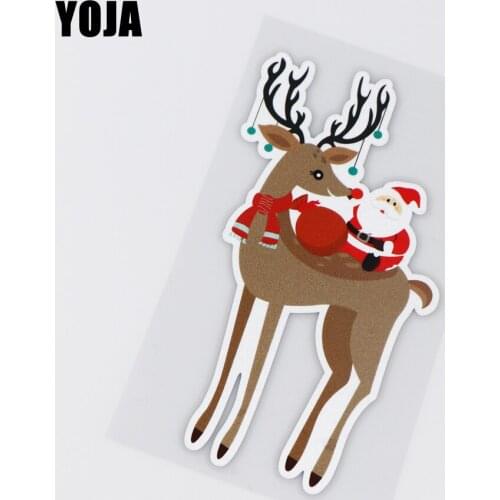 YOJA 8.2X16CM Santa On Reindeer Creative Vinyl Decal Car Stickers Decor ZT1-0027