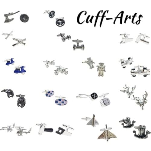Cufflinks New Fashion Design Mens French Shirt Cufflinks Button GoldAxe Motorcycle Robot Sieve Helmet Cufflinks
