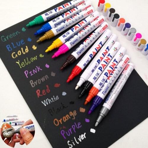 12 Colors / Set White Waterproof Rubber Permanent Paint Marker Pen Car Tyre Tread Environmental Tire Painting