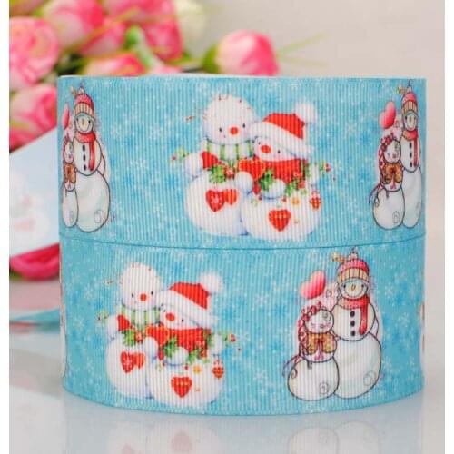 50 yards 1/2 " 38 mm lively snowman pattern print grosgrain tape ribbon merry Christmas DIY handmade party gift