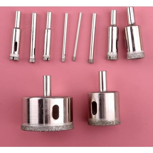 10Pcs Diamond Tool Drill Bit Hole Saw Cutter Glass Fit for Tile Marble Glass 3mm/4mm/5mm/6mm/8mm/10mm/12mm/18mm/32mm/50mm