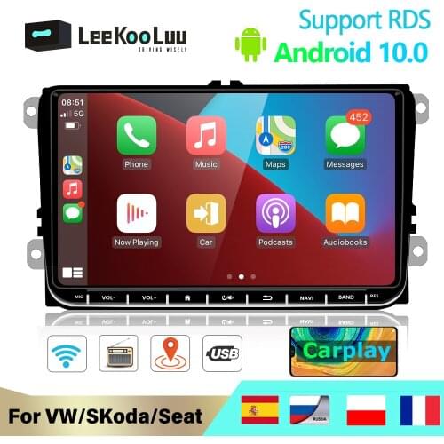 LeeKooLuu 2 Din Car Radio Player Android 10.0 GPS Navigation Multimedia For VW Volkswagen Polo Skoda Golf 5 6 Passat B6 B7 Jetta