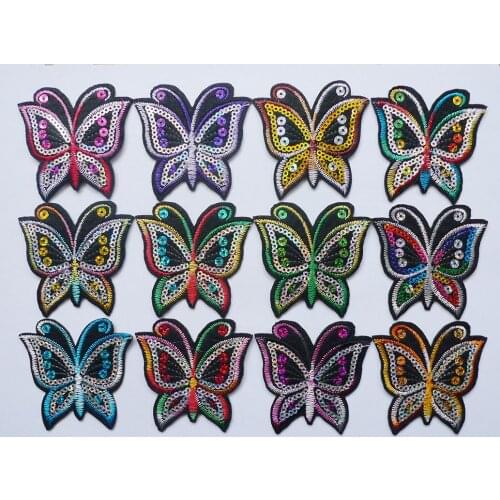 Shining Butterfly Embroidered Patches Sticker Bag Iron On Applique For DIY Fabric Apparel Sew Coat Clothing Dresses Accessories