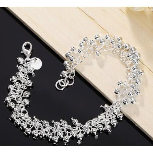 Hot fine 925 sterling silver grape bead chain Bracelets for women man Wedding party Christmas Gifts fashion brands Jewelry