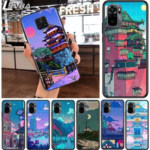 Art Pixel Aesthetic for Xiaomi Redmi Note 10 10S 9 9T 9S 9Pro Max 8T 8Pro 8 7 6 5 Pro 5A 4X 4 Soft Black Phone Case