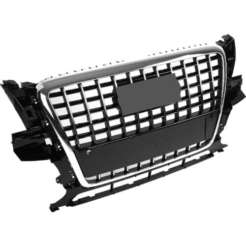 For SQ5 Style Front Bumper Mesh Hood Grill Grille Glossy Black Universal for Audi Q5 ABS Bumper Grill 2009 2010 2011 2012