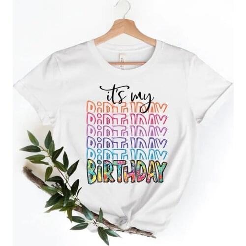 Birthday Party gift Gift Its My Queen girl Short Sleeve Tees Plus Size O Neck Female Clothing Streetwear 100%cotton harajuku y2k