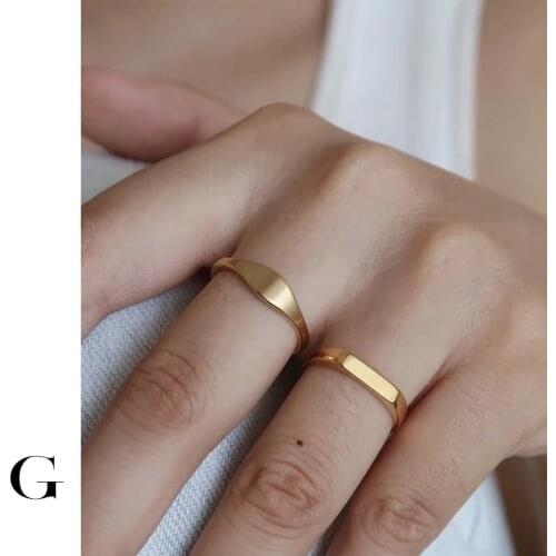 GHIDBK Hot Sale 2020 Fashion Stainless Steel Minimalist Square Thin Rings for Women Street Style Simple Ring Jewelry Wholesale