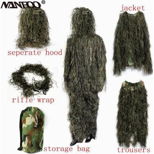 3 Colors Available Jungle Camo Hunting Ghillie Suit Adult Hunting Clothes Sniper Suit Shooting Tactical Ghillie Military Uniform