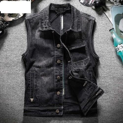 Classic Denim Vest Men Sleeveless Jean Jacket Vests Turn-down Collar Waistcoat For Men Plus Size S-4XL