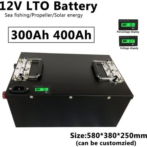 LTO 12V 300Ah 400Ah lithium titanate battery with BMS 10C FAST charge for powerful solar energy inverter+20A charger