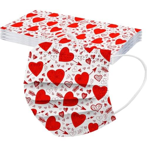 Ski Fasemask 10-50pcs Adult Disposable Face Masks Fashion Heart Printed Mondkapje Nonwove 3 Layer Filter Mascarillas Balaclava