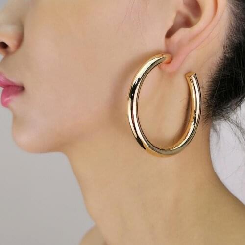 MANILAI Chunky Metal Big Hoop Earrings For Women Punk Round Statement Earrings Hoops Thick Fashion Jewelry New 2020
