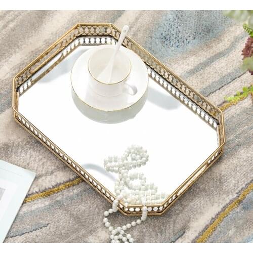 Nordic Metal Rectangular Tray Living Room Bathroom Kitchen Decoration Coffee Table Water Cup Storage Ornaments