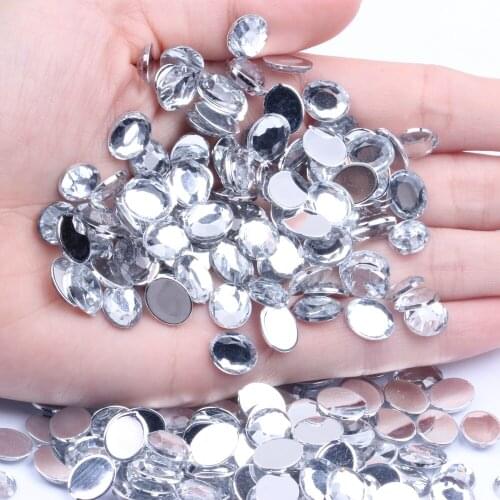 Many Sizes Flat Back Facets Acrylic Rhinestones Oval Shape Crystal Color Glue On Beads DIY Crafts Garments Decorations