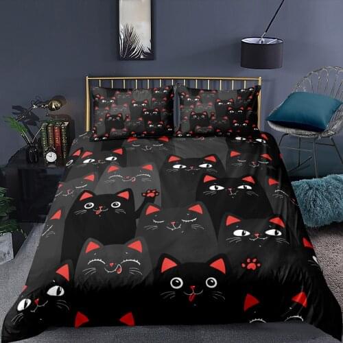 Animal Fashion 3d Duvet Cover Set Cute Cartoon Kids Cat Bedding Set Comforter Bed Linen Twin Queen King Single Size Decor Kawaii