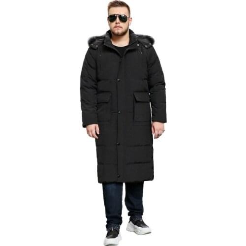 Color: Dark blue Black Mens Cotton coat 2019 New Mens Long Thick Hooded Cotton coat Mens plus size coat
