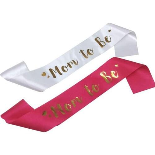 WHOLESALE Mom To Be Sash Satin With Gold Glitter Fonts For Pregnant Woman Baby Shower Party Supplies