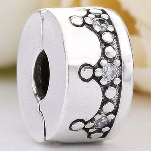 Original Royal Crown With Crystal Clip Lock Stopper Beads Fit 925 Sterling Silver Bead Charm Bracelet Bangle Diy Jewelry