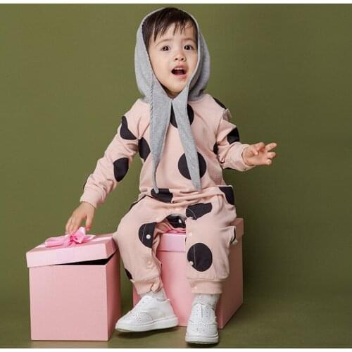 Autumn Korean Babys Spot Printing Cap Cotton Baby Clothing Baby Rompers