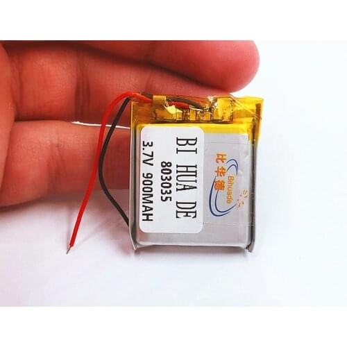 Polymer Lithium battery 900 mah 3.7 V 803035 smart home MP3 speakers Li-ion battery for dvr,GPS,mp3,mp4,mp5 power bank,speaker
