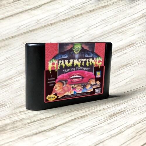 Haunting Starring Polterguy - USA Label Flashkit MD Electroless Gold PCB Card for Sega Genesis Megadrive Video Game Console