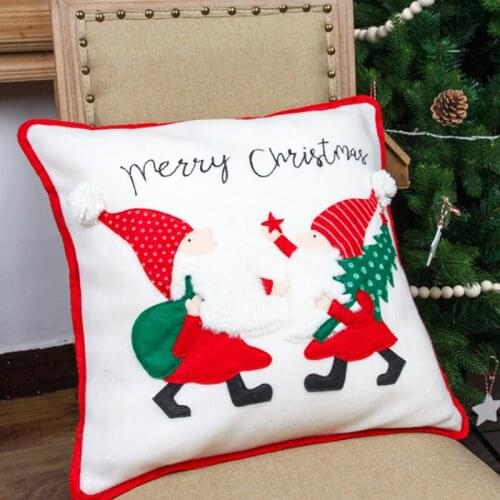 Merry Christmas Santa Claus Happy Christmas Tree Linen Sofa Bed Decorative Wedding Decoration Birthday Party Throw Pillow Case