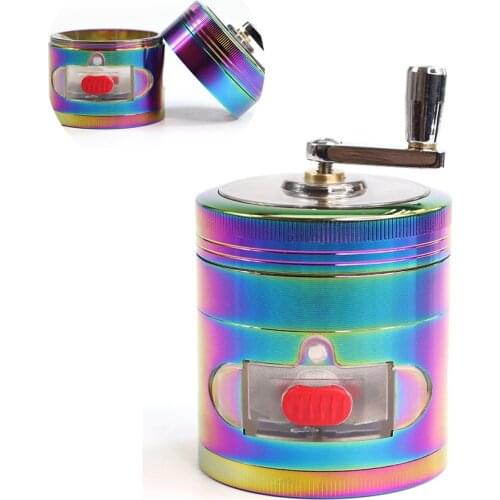 Hand Crank Herb Weed Grinder Metal Cigarette Tobacco Crusher Pollen 63mm 4 Layers Zinc Alloy Spices Mill Tool Smoke Accessories