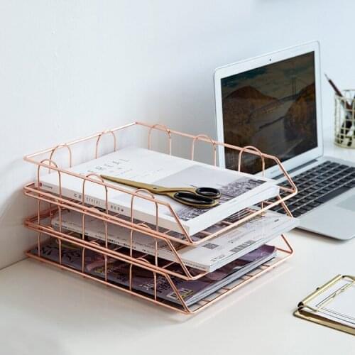 Nordic Gold Iron Storage Basket Magazine Shelf Sundries Rack Home Storage Organizer Decoration Accessories For Document Book