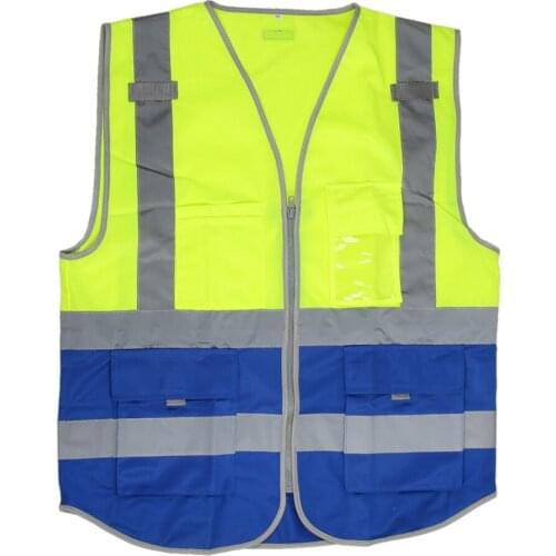 High Visibility Reflective Safety Vest with Pockets and Zipper, Breathable Mesh Jacket Waistcoat