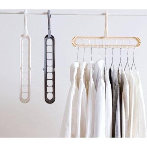 Rotating Nine-Hole Hanger Shape Clothes Hangers Pants Storage Hangers Rack Multilayer Storage Closet Organizer Plastic Rack