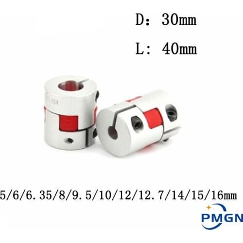 High Guality 1PCS D30L40 8*14mm 5/6/6.35/8/9.5/10/12/12.7/14/15/16mm Flexible P Lum Shaft Coupling CNC Stepper Motor Coupler