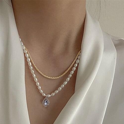 Fashion Pearl Choker Women Double Layer Chain Pendant Necklace Jewelry Girl Gifts 2021