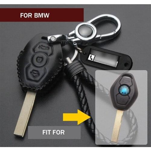 1X Genuine Leather Car Key Fob Case Cover Holder Skin Shell Protector For BMW X3 X5 Z3 Z4 E38 E39 E46 E53 E83 Stying Accessories