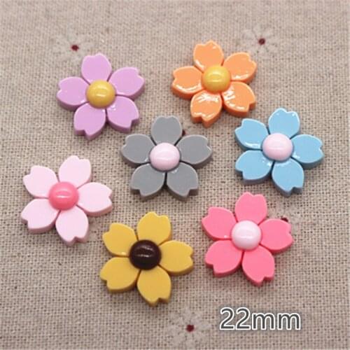 20pcs 22mm Cute Mix Colors Resin Lilac Flower FlatBack Cabochon DIY Scrapbook Hair Clip Accessories