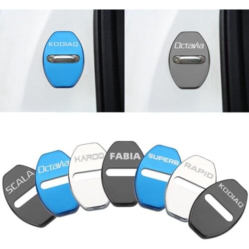 Car Styling Door Lock Covers For Octavia FABIA KAMIQ KAROQ KODIAQ RAPID SCALA SUPERB Protective And Decoration Car Accessories