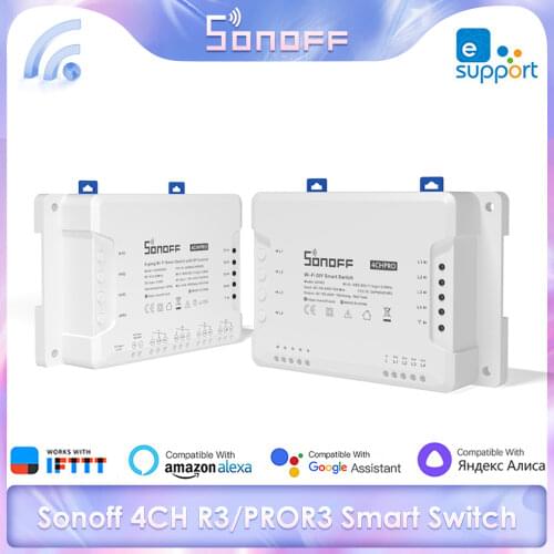 Sonoff 4CH R3/4CH PROR3 Smart Switch Wireless Relay Module DIY Wifi Switch Ewelink APP Remote Control Work With Alexa GoogleHome