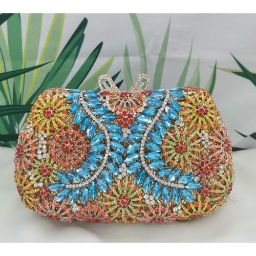 Elegant Blue/White/Yellow Crystal Ladies Evening Clutch Bag Best Christmas Gift Women Diamond Phone Clutches Messenger Wallets