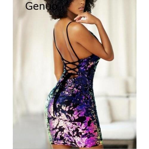 Elegant Club Party Short Strappless Dress Autumn Sexy Deep V Neck Bodycon Sequined Night Out Dresses Shine Vestidos