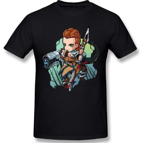Men Clothing Horizon Zero Dawn Nora Hunter Aloy Focus Game TShirt Red T-Shirt Aloy Chibi Men Fashion Short Sleeve