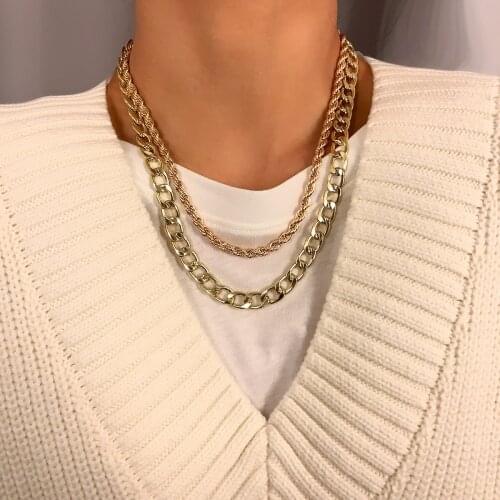 Ins Thick Thin Chain Fashion Jewelry Chain Necklaces Glamour Sporty Necklace For Women Gift Gothic Office Punk Minimalist
