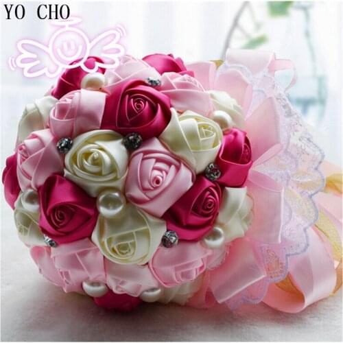 Artificial wedding bouquets crystal pink bouquet jewelry rhinestone pearl bouquet supplies wedding flowers bead rose flower