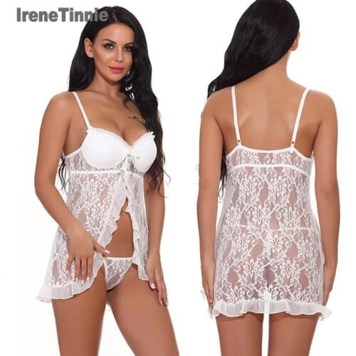 Irene Tinnie Womens Underwear Set See Through Mesh Lace Transparent Bra Sexy Lingerie Set Sexy Erotic Lingerie Set