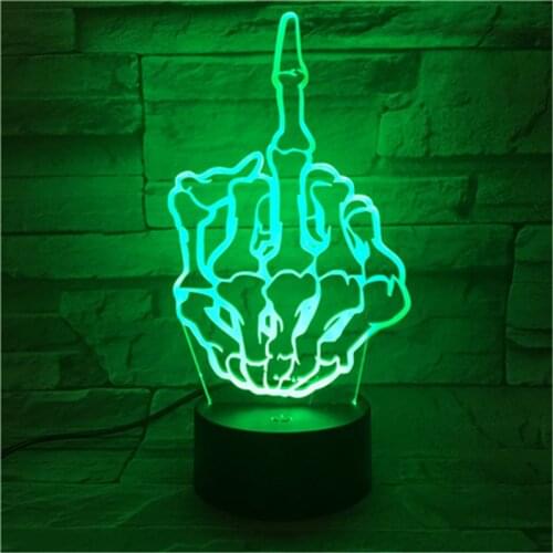 Creative 3D LED Lamp Skeleton Hand 7 Colors Acrylic USB Lampe Touch Desk Halloween Night Light Bedside Decoration 405