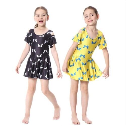 2pc Bowknot Printed Swimsuit Girls Swimming Dress Muslim Arabic Swimming Clothes Children Swimwear Shorts Sleeve Modest Swimwear