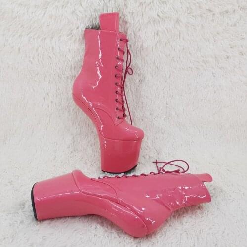 Leecabe patent Upper Platform Ankle Boots Sexy Exotic heelless pole dance shoes