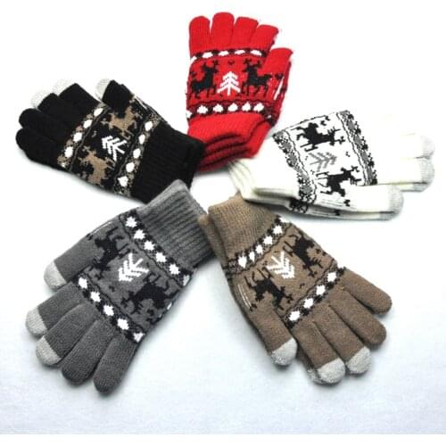 Wecute Youth Gloves Thicken Plus Fleece Riding Gloves Halloween Christmas Mittens for Outdoor Play Soft Cotton Fashion Elk Gift