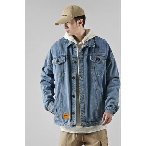 Men Clothing Autumn and Winter Denim Jacket Mens Trendy Brand Opie Street Hip-hop Style Loose Tooling HIPHOP Embroidered Jacket