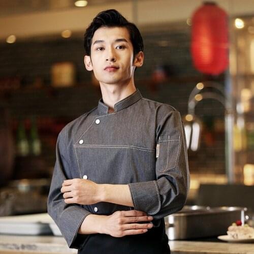 Long Sleeve Man Western Restaurant Chef Jacket Woman Cafe Kitchen Work Wear Bakery Cooking Tops Fast Food Chef Uniform AS352